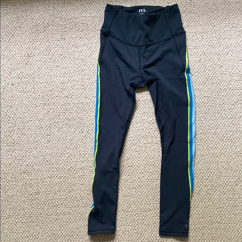 IVL Collective Black/ Rainbow Stripe High-Rise Leggings